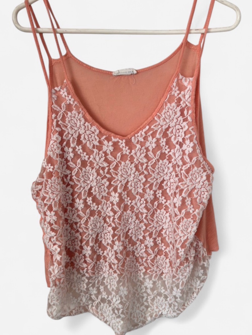 EXCLUSIVE ONE Floral Lace Overlay Spaghetti Strap Tank Top - Peach